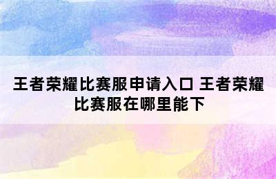 王者荣耀比赛服申请入口 王者荣耀比赛服在哪里能下